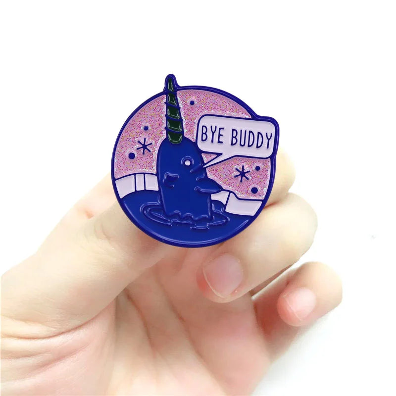 Elf Mr. Narwhal Bye Buddy Quote Pin