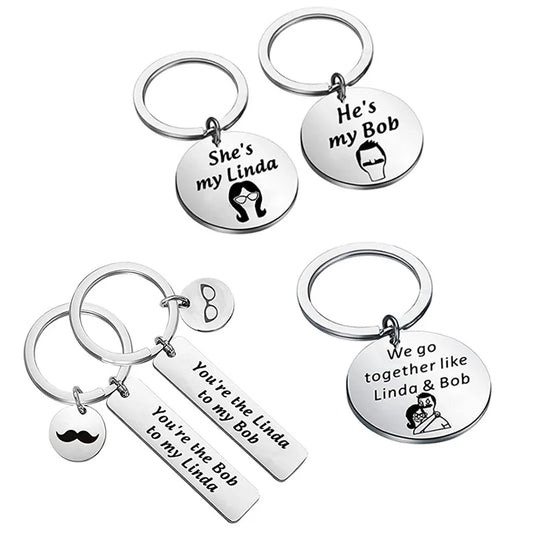 Bob's Burgers Bob and Linda Couples Stainless Steel Keychains