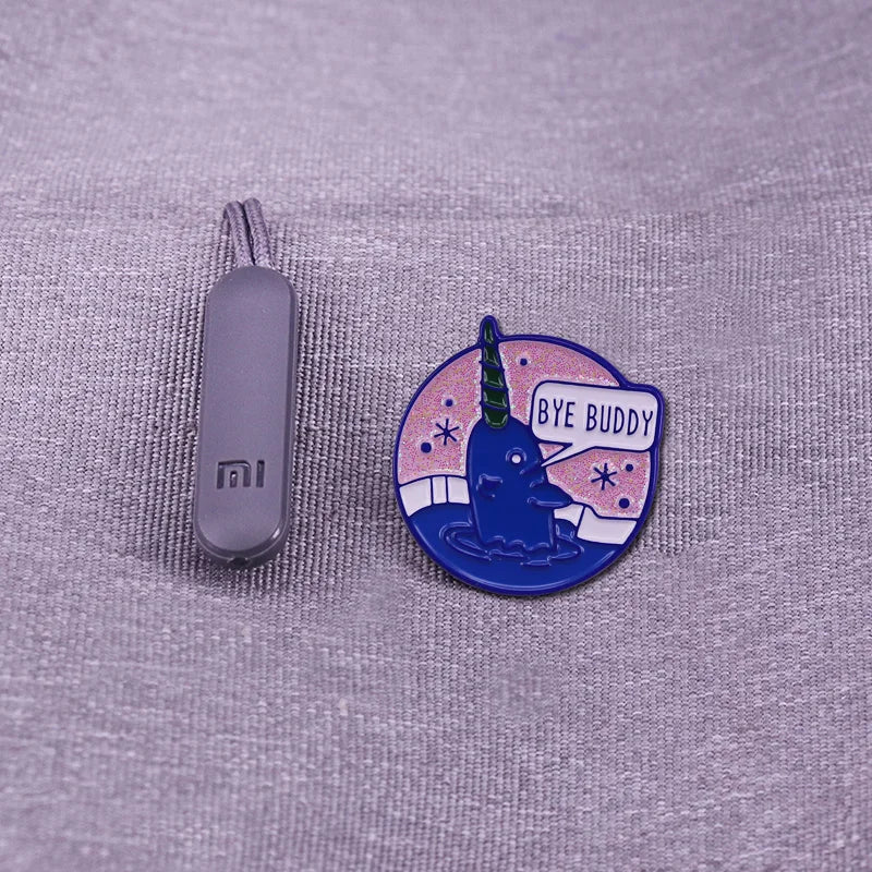 Elf Mr. Narwhal Bye Buddy Quote Pin