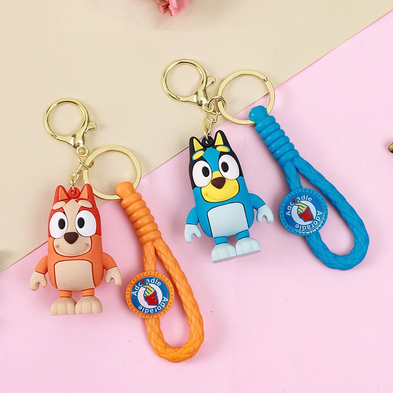 Bluey and Bandit Action Figure Keychains