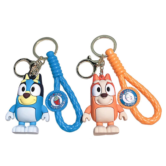 Bluey and Bandit Action Figure Keychains