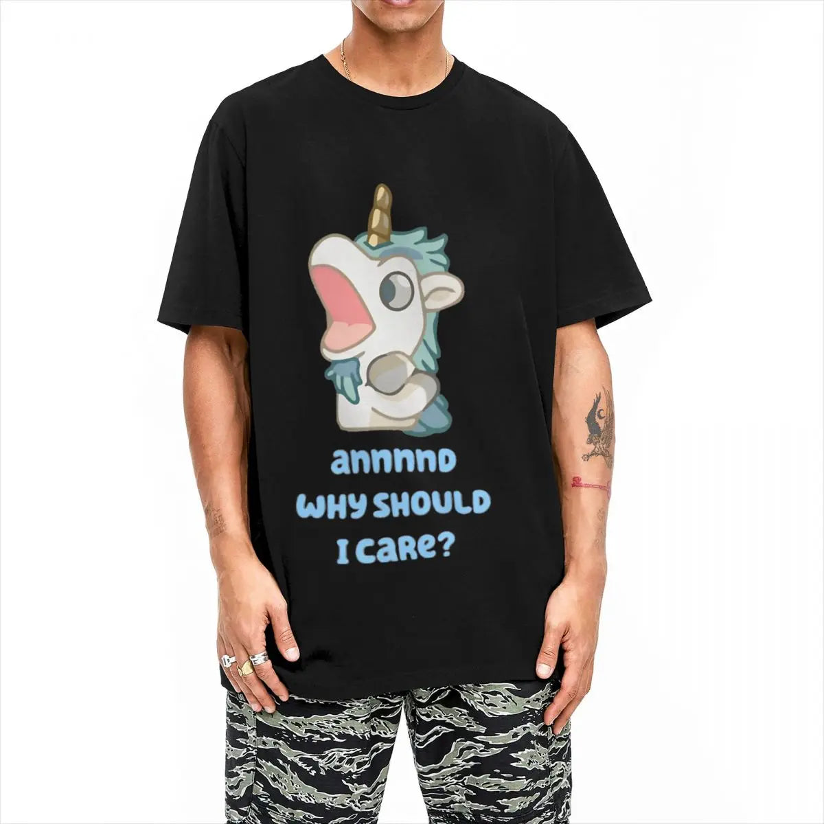 Bluey Unicorse Why Should I Care T-Shirt