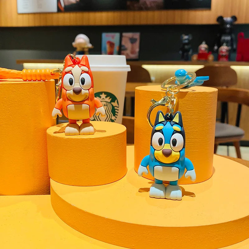 Bluey and Bandit Action Figure Keychains