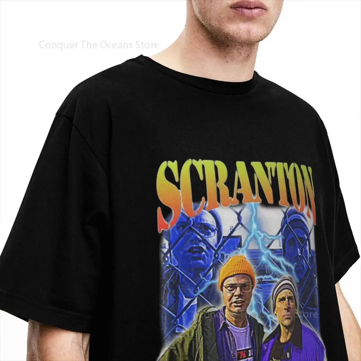 The Office TV Show Printed Men's T-Shirt Scranton The Electric City Tops Straight Outta High Quality Dunder Mifflin Dwight Tee