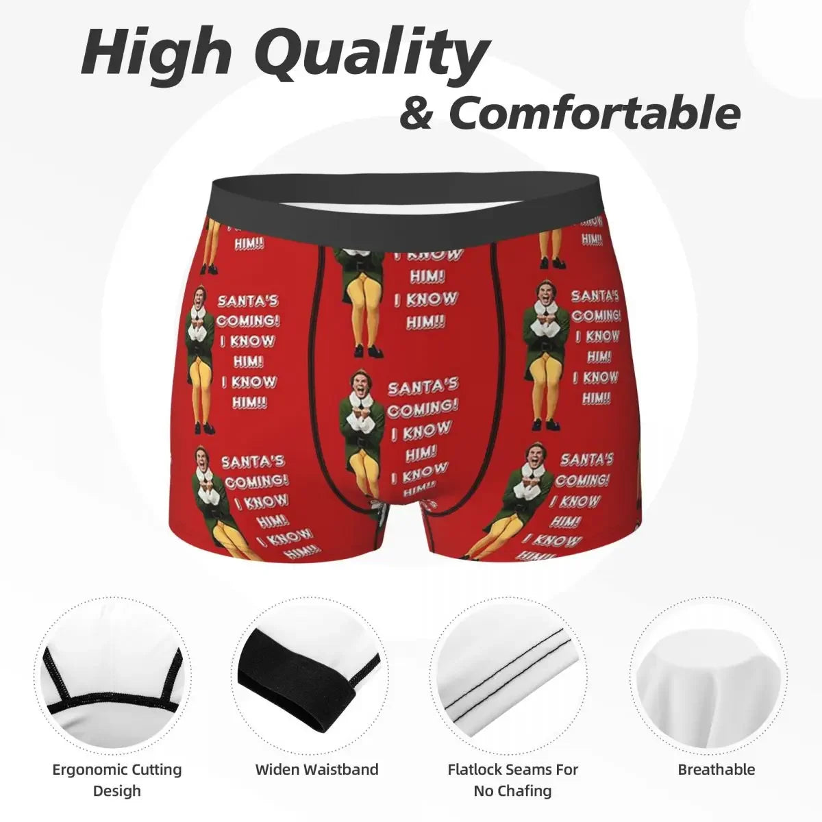 Elf Buddy the Elf Santa's Coming Boxer Shorts