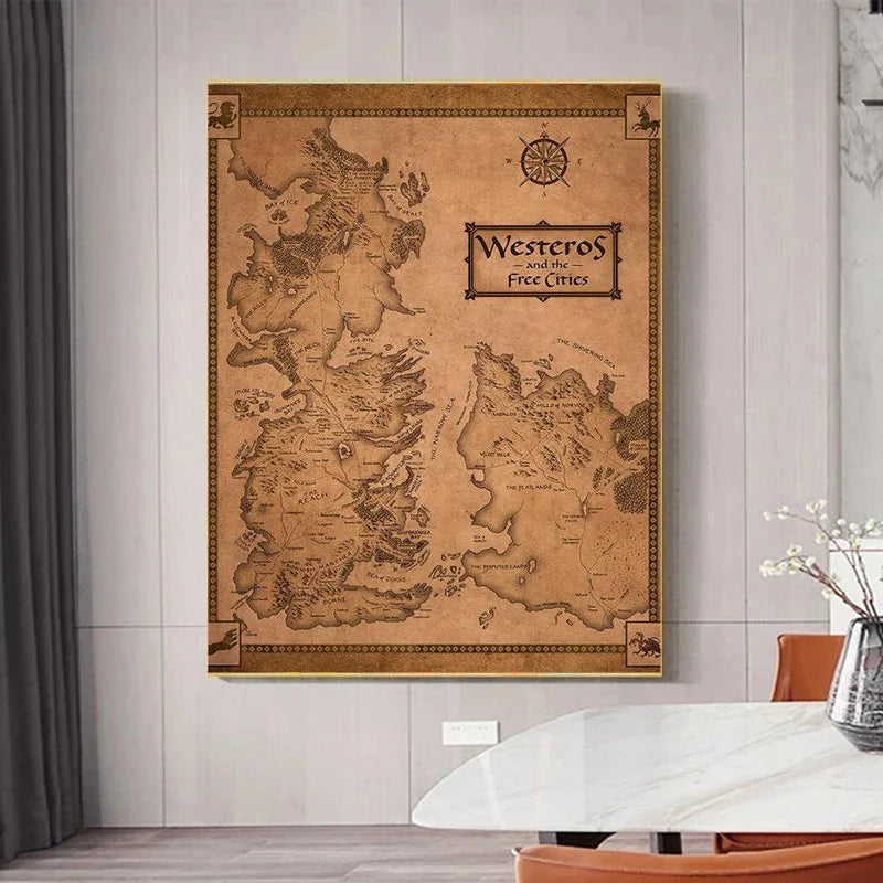 Game of Thrones Westeros and the Free Cities Canvas Wall Art