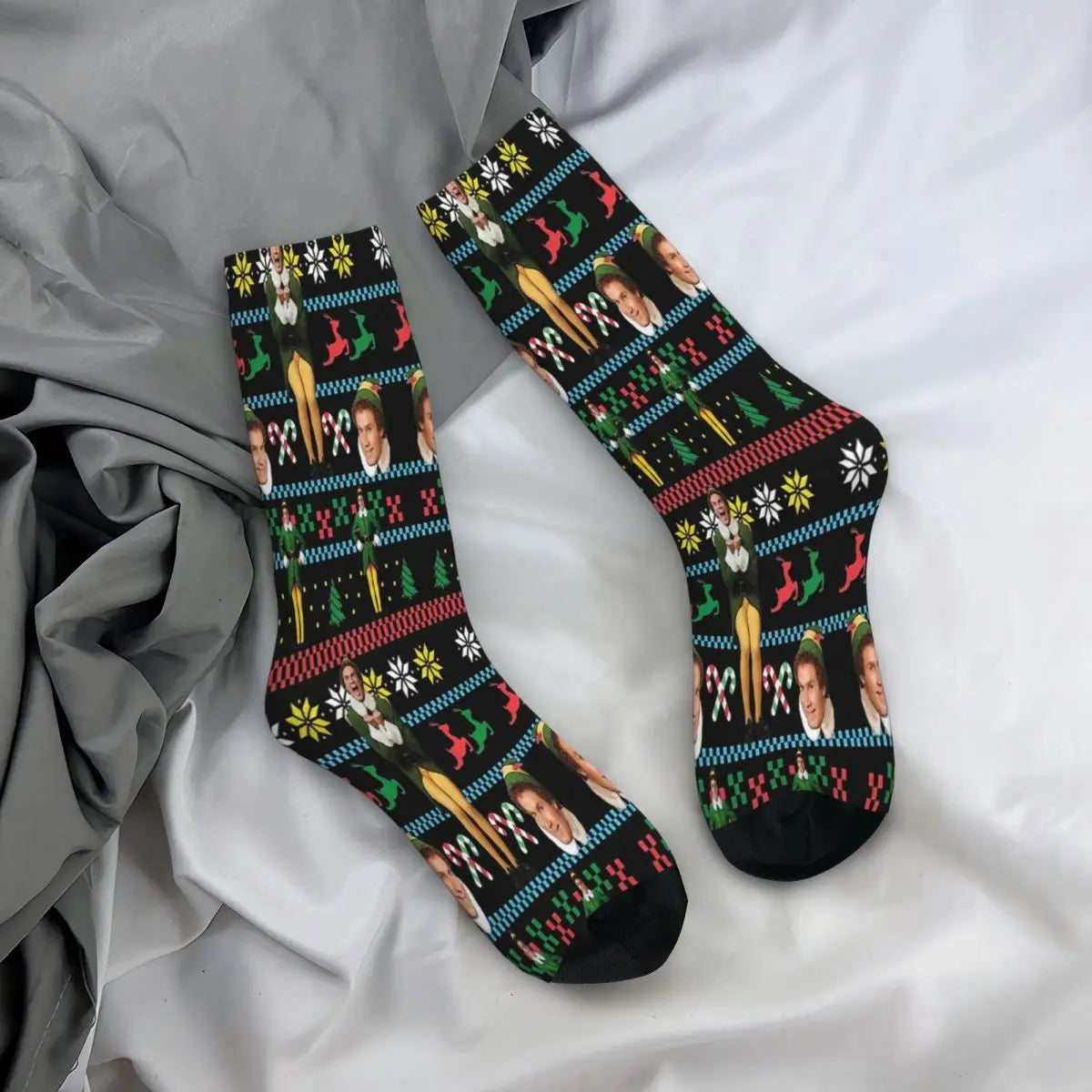 Elf Buddy the Elf Ugly Sweater Print Socks