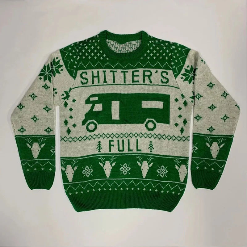 National Lampoon Christmas Vacation Shitters Full Wool Ugly Christmas Sweater